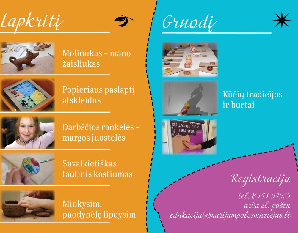 Kviečiame registruotis į edukacinius užsiėmimus lapkričio ir gruodžio mėnesį