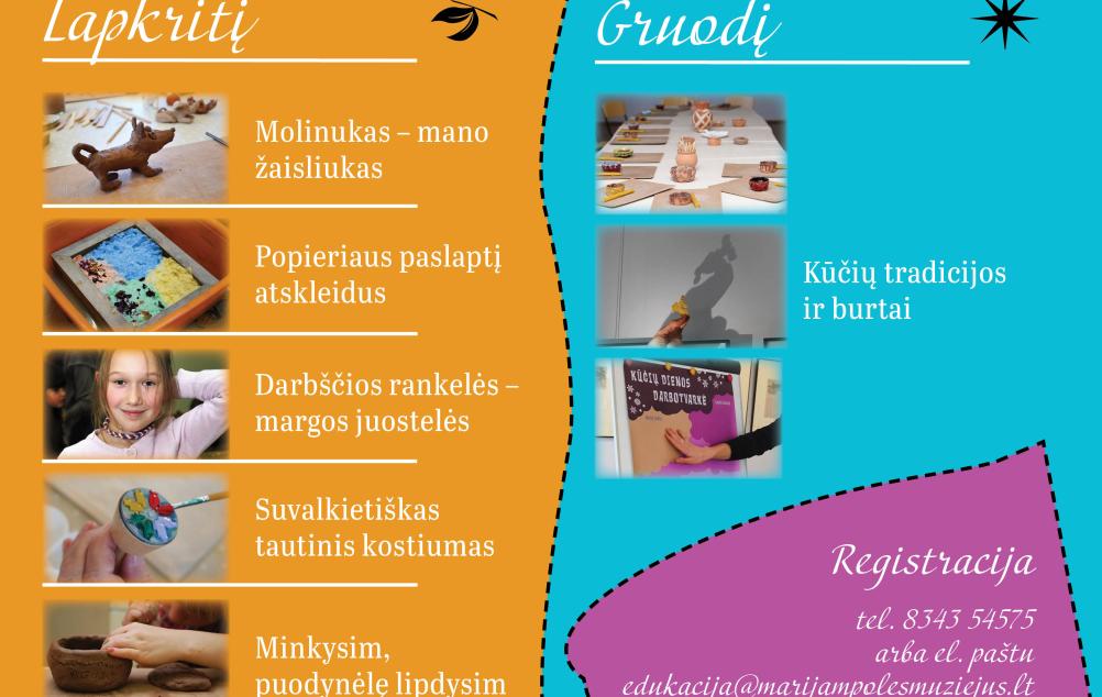 Kviečiame registruotis į edukacinius užsiėmimus lapkričio ir gruodžio mėnesį