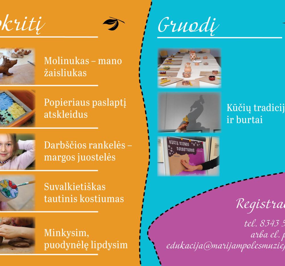 Kviečiame registruotis į edukacinius užsiėmimus lapkričio ir gruodžio mėnesį